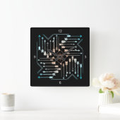 Boho Arrows en Sun V1 ID748 Vierkante Klok (Huis)