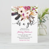 Boho arrows vethers Floral Baby shower Invitation Kaart (Staand voorkant)