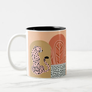 Boho Art Deco Modern Chic Leopard Tweekleurige Koffiemok