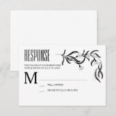 Boho Art Deco Zwart-wit Bloemen Respons Kaart (Voorkant / Achterkant)