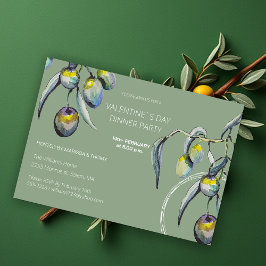 Boho Art Dinner Party Waterverf Olijftak Feestdagenkaart