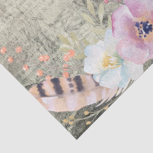 Boho Art Feathers en Flowers - Ontkoppeling Tissuepapier (Detail)