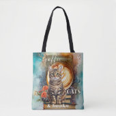 Boho Art Koffie Katten en Boeken Canvas tas (Voorkant)