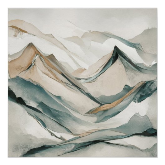 boho art Minimalistisch landschap bergen Perfect Poster (Voorkant)