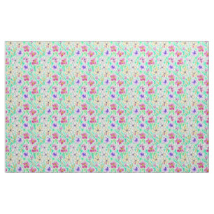 Boho Art Nouveau Floral Waterverf Pattern Stof
