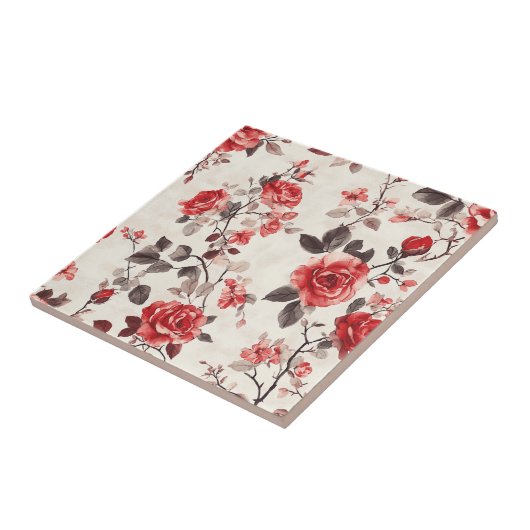 Boho Art Nouveau Roos Tegels voor woonruimtes Tegeltje (Zijkant)