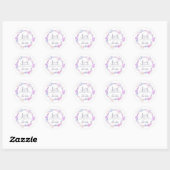 Boho art paars ronde sticker (Vel)
