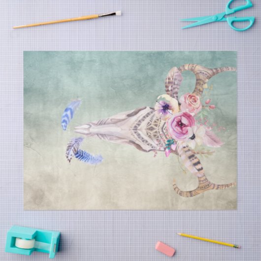 Boho Art Skull Decoupage Tissuepapier (Craft)