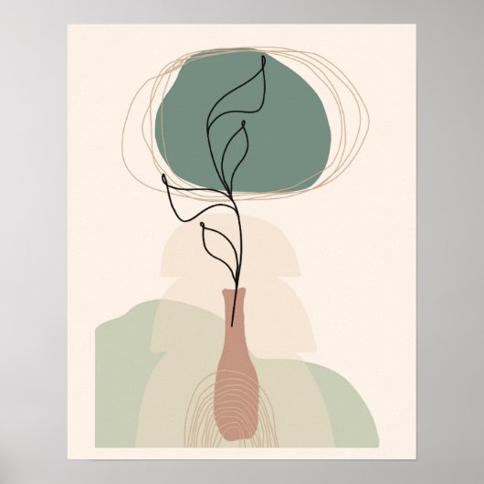 Boho Art Style Modern Vase Plant Poster (Voorkant)