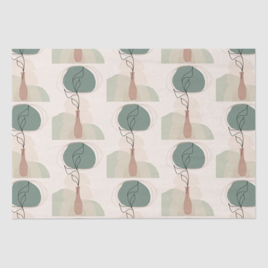 Boho Art Style Modern Vase Plant Tissuepapier (Voorkant)