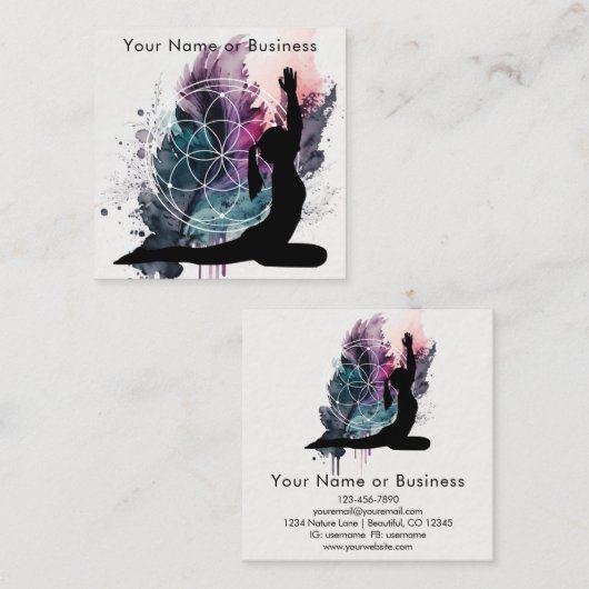 Boho Artful Yoga Meditation Sacred Geometry Vierkante Visitekaartje (Voorkant / Achterkant)