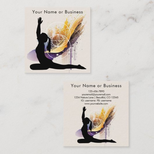 Boho Artful Yoga Vesica Pisces Sacred Geometry Vierkante Visitekaartje (Voorkant / Achterkant)