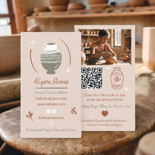 Boho Artisan Pottery Maker Crafts foto qr code Visitekaartje