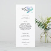 Boho Artistic Blue Floral Garden Waterverf Menu (Staand voorkant)