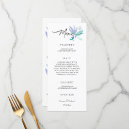 Boho Artistic Blue Floral Garden Waterverf Menu
