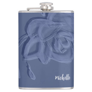Boho Artistic Blue Flowers Heupfles