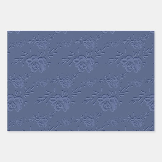 Boho  Artistic Blue Flowers Inpakpapier Vel (Voorkant 2)