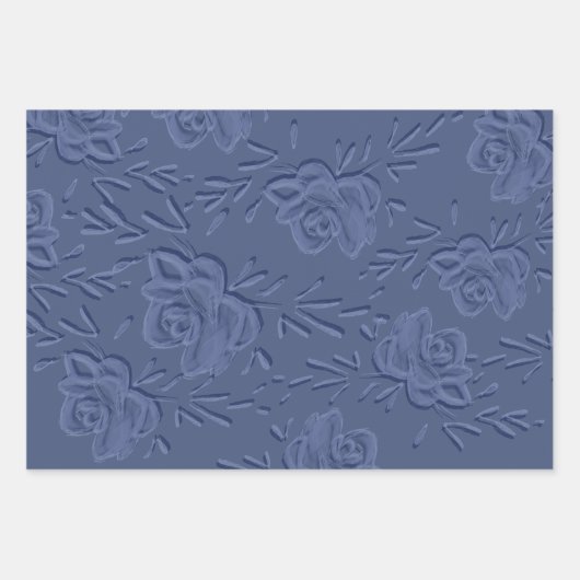 Boho Artistic Blue Flowers Inpakpapier Vel (Voorkant)