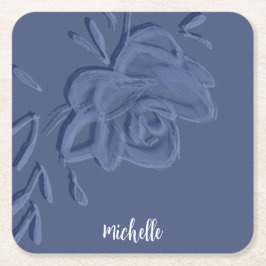 Boho  Artistic Blue Flowers Kartonnen Onderzetters