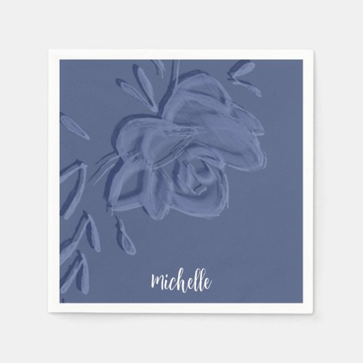 Boho  Artistic Blue Flowers Servet (Voorkant)