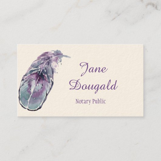 Boho Artistic Feather Pen Black Classic Notaris Visitekaartje (Achterkant)