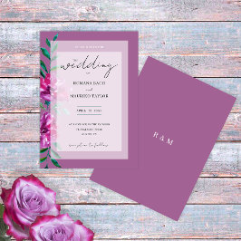 Boho Artistic Paarse Roos Waterverf Bloemen Kaart