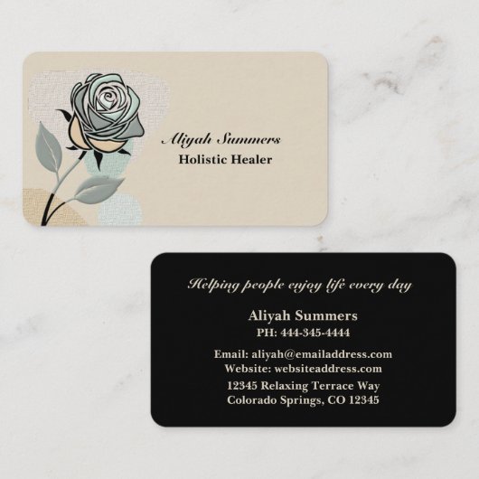 Boho Artistic Rose Meditative Business Card Visitekaartje (Voorkant / Achterkant)