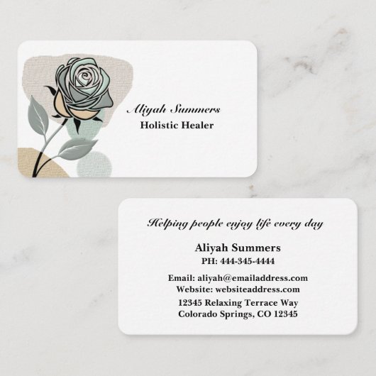 Boho Artistic Rose Meditative Business Card Visitekaartje (Voorkant / Achterkant)