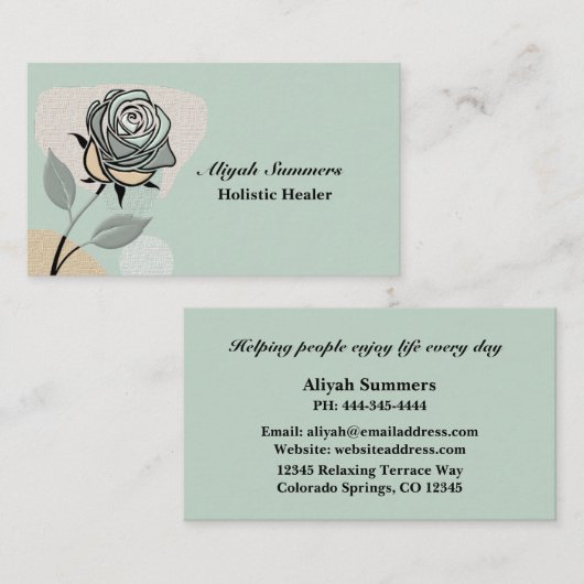 Boho Artistic Rose Meditative Business Card Visitekaartje (Voorkant / Achterkant)