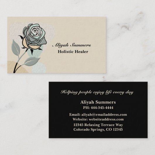 Boho Artistic Rose Meditative Business Card Visitekaartje (Voorkant / Achterkant)