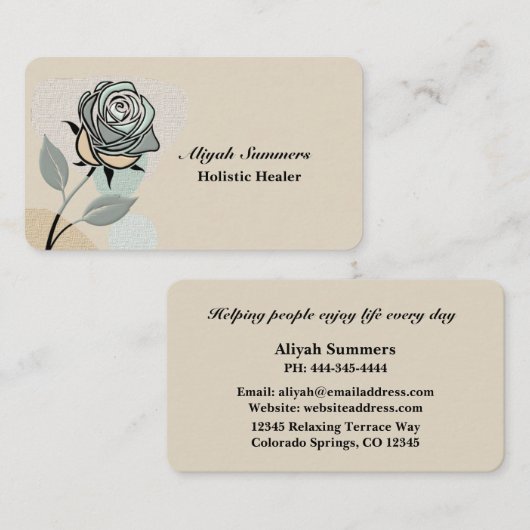 Boho Artistic Rose Meditative Business Card Visitekaartje (Voorkant / Achterkant)