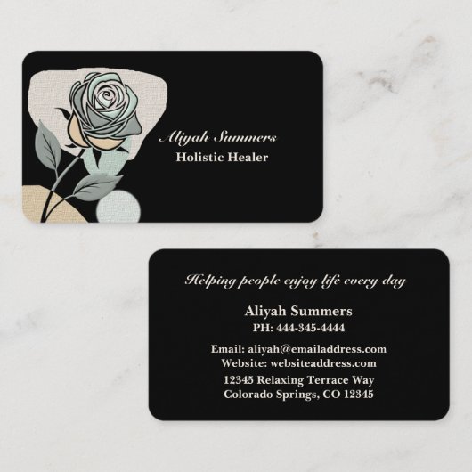 Boho Artistic Rose Meditative Business Card Visitekaartje (Voorkant / Achterkant)