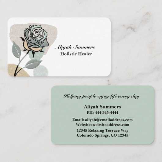Boho Artistic Rose Meditative Business Card Visitekaartje (Voorkant / Achterkant)