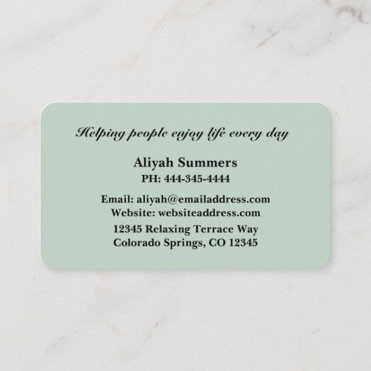 Boho Artistic Rose Meditative Business Card Visitekaartje (Achterkant)