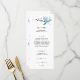 Boho Artistieke Blauwe Bloemrijke Tuin Aquarel Menu