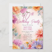 Boho Aster Bloemen Bloem 40e Verjaardagsfeestje Kaart (Voorkant)