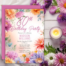 Boho Aster Bloemen Bloem 80ste Verjaardagsfeestje