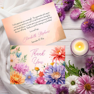 Boho Aster Bloemen Bloemrijke Verjaardagsfeest Bedankkaart