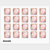 Boho Aster Bloemen Bloemstuk 80ste Verjaardagsfees Vierkante Sticker (Vel)