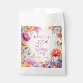 Boho Aster Flowers Floral 80th Birthday Party Bedankzakje (Voorkant)