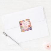 Boho Aster Flowers Floral 80th Birthday Party Vierkante Sticker (Envelop)