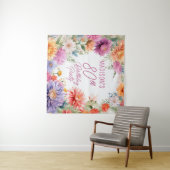 Boho Aster Flowers Floral 80th Birthday Party Wandkleed (In Situ (horizontaal))