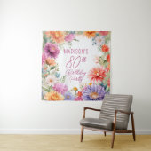 Boho Aster Flowers Floral 80th Birthday Party Wandkleed (In situ)