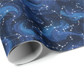 Boho Astrologie Dierenriem tekenpatroon op blauw Cadeaupapier (Rol Hoek)