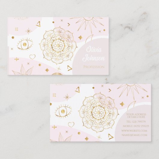 Boho Astrologie Goud Hemelpatroon Visitekaartje (Voorkant / Achterkant)