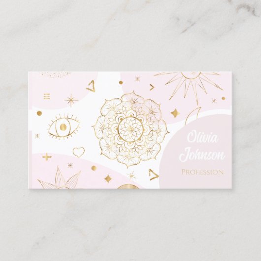 Boho Astrologie Goud Hemelpatroon Visitekaartje (Voorkant)