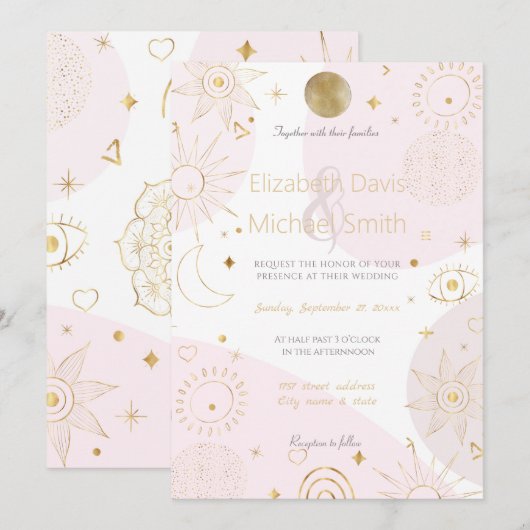 Boho Astrologie Gouden Hemels Patroon Kaart (Voorkant / Achterkant)