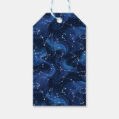 Boho Astrology Zodiac sign pattern on blue Cadeaulabel (Voorkant)