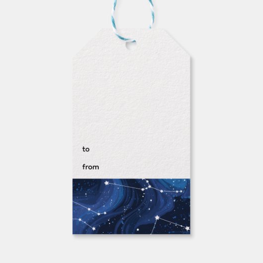Boho Astrology Zodiac sign pattern on blue Cadeaulabel (Achterkant)