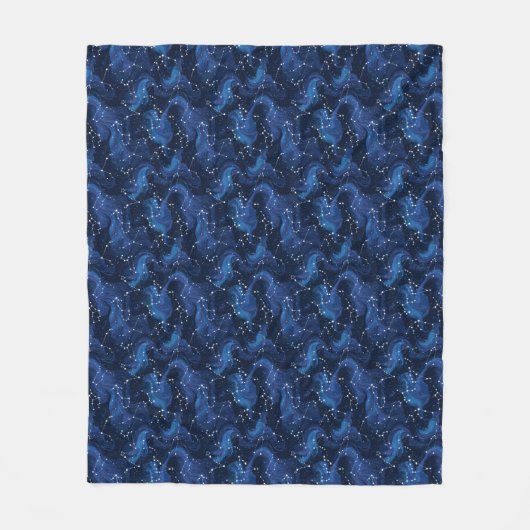 Boho Astrology Zodiac sign pattern on blue Fleece Deken (Voorkant)